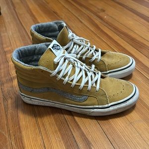 Mustard Yellow High Top Vans with Grey lining and white trim